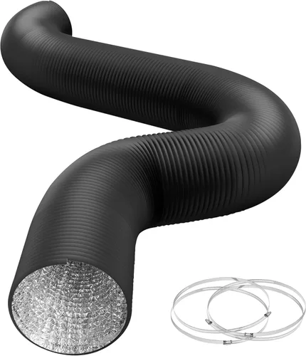 Vista 8 de HealSmart Manguera de Ventilación para Secadora de 4 Pulgadas 8 Pies Conducto Flexible de Lámina de Aluminio, Protección de Cuatro Capas, con 2