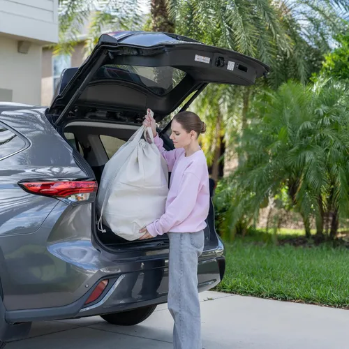 Vista 6 de Bolsas de lavandería para dormitorio universitario - Forro versátil y resistente para cesta de lavandería universitaria con cordón - Forro de cesta