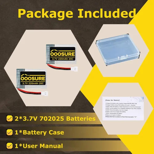 Vista 5 de Paquete de 2 baterías de iones de litio 702025 20C 220mAh 3.7V 1S1P con enchufe XH2.54 para ciertos drones, equipos de belleza, máquina