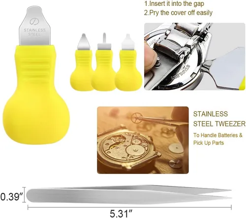 Vista 5 de ONEBOM Juego de herramientas para prensa de reloj, kit de reparación de relojes profesional con todo, para varios tipos de reloj