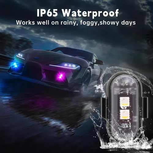 Vista 3 de 4 unidades de luces estroboscópicas LED inalámbricas con control remoto, 8 colores, luz de advertencia LED impermeable anticolisión con carga USB