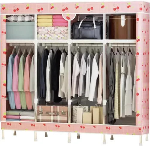 Vista 14 de large closets Wardrobe Closet with Pattern Cloth Cover Wardrobe Closet Steel Rack Closet for Clothes Saves Space Portable Storage Closet Space-saving