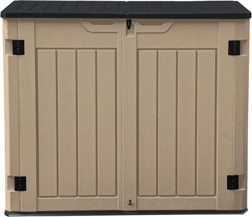 Vista 16 de DWVO Cobertizo de almacenamiento horizontal resistente a la intemperie para exteriores, capacidad de 35 pies cúbicos, con cerradura e impermeable