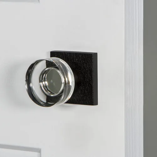 Vista 2 de Viaggio 627084 Roseta de cuero Quadrato negro satinado doble con pomo de cristal Circolo