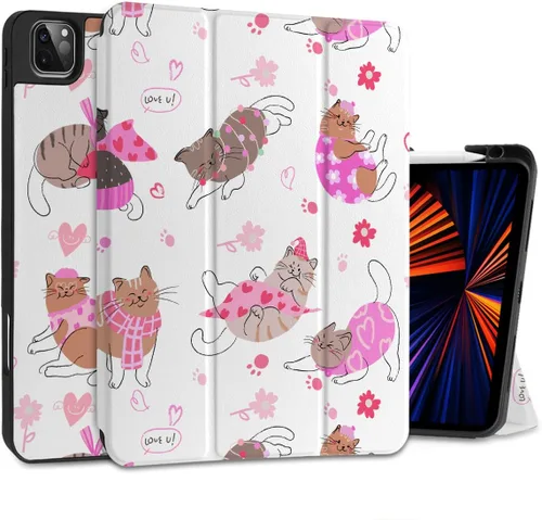 Vista 17 de TWOLSKOO Funda para iPad Pro de 11 pulgadas de 4ª generación 2022, [Soporte para lápiz integrado] Soporte triple y encendido automático/apagado