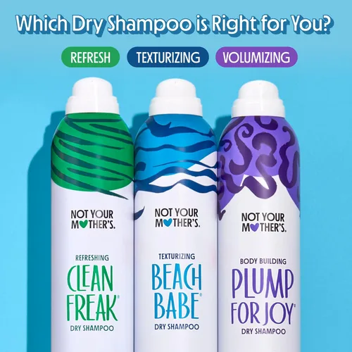 Vista 4 de Not Your Mother's Dry Shampoo Spray Signature Surtido (paquete de 3) – 7 onzas cada uno – Clean Freak, Plump for Joy & Beach Babe – Absorbe
