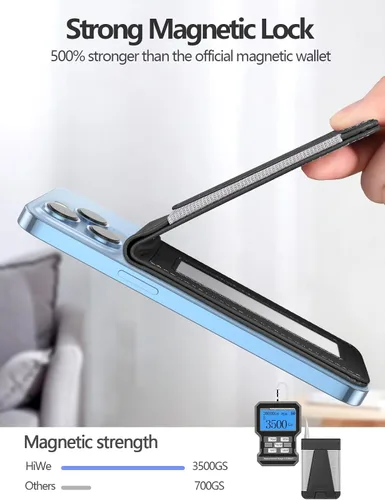 Vista 2 de Cartera magnética para Apple Magsafe, diseñada para cartera MagSafe, cartera magnética de cuero Eiffel-Tower con soporte ajustable para iPhone 16/16