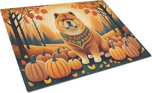 Vista 17 de Caroline's Treasures DAC1024LCB Boston Terrier - Tabla de cortar de vidrio de otoño grande decorativa de vidrio templado para cocina, tabla