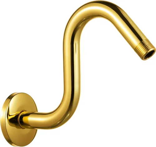Brazo de extensión de cabezal de ducha OFFO de 6 pulgadas, brazo de ducha en forma de "S" de cuello de ganso de alto rendimiento con brida en oro