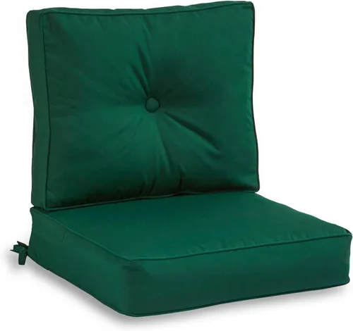 South Pine Porch Juego de 2 cojines para asiento profundo para exteriores de tela Sunbrella verde bosque