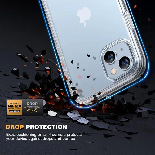 Vista 3 de Diaclara Diseñada para iPhone 15, funda resistente de cuerpo completo con protector de pantalla integrado sensible al tacto y antiarañazos