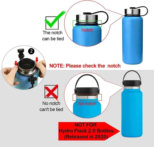 Vista 2 de Wongeto - Porta Mango de Cuerda Paracord con Correa de Hombro, Compatible con Botellas de Agua de Boca Ancha Hydro Flask