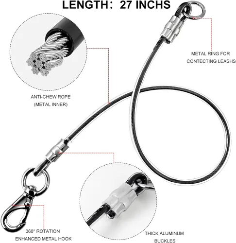 Vista 4 de voopet La extensión de correa para perro a prueba de mordeduras funciona con cualquier correa, collar y arnés, correa de conexión súper fuerte