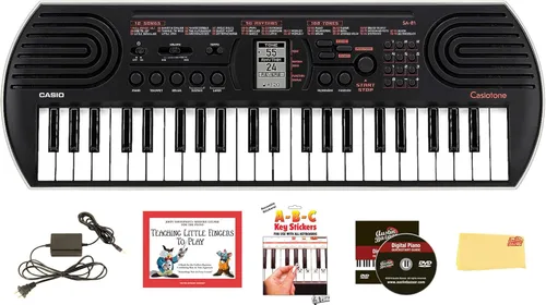 Vista 9 de Casio Casiotone SA-51 Teclado Mini de 32 Teclas - Paquete Negro con Fuente de Alimentación, Pegatinas para Teclas, Libro de Instrucciones y DVD