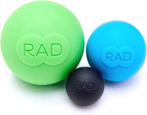 RAD Rondas – Juego de bolas de masaje de yoga de 3 densidades para liberación miofascial de tejido profundo – Pelotas de terapia para pies, espalda,