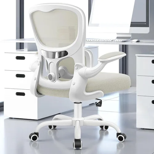 Vista 21 de ALLGOD Silla de oficina ergonómica, silla de escritorio ergonómica de malla transpirable con soporte lumbar, reposabrazos abatibles, sillas