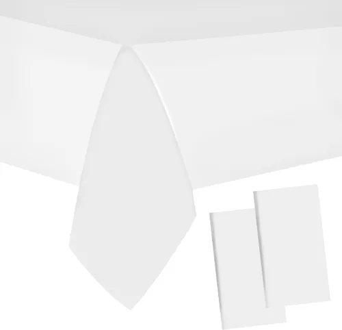 Vista 24 de 2 Empaques Mantel de Plástico Negro, 54 pulgadas x 108 pulgadas Cubierta de Mesa Rectangular Desechable para Fiestas, Adecuado para Cumpleaños