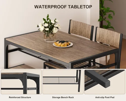Vista 38 de Gizoon Juego de mesa de comedor para 2, mesa de cocina de 3 piezas con 2 sillas para espacios pequeños, apartamento, cocina, comedor, ahorro