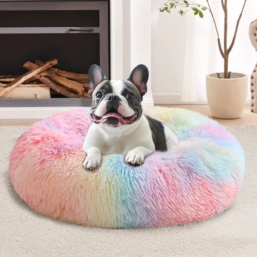 Vista 19 de JOLLYVOGUE Cama Calmante para Perros Pequeños - Cama para Perros Pequeños Lavable en Forma de Dona de 23 Pulgadas para Gatitos y Cachorros, Camas