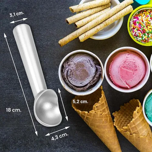Vista 6 de Cuchara para helado, cuchara de aluminio antiadherente de una pieza, anticongelante, de 7 pulgadas, diseño resistente y duradero, fácil de limpiar