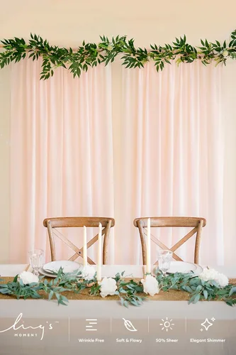 Vista 2 de Ling's moment - Cortinas de fondo transparente de chifón, libres de arrugas, para arco de ceremonia de bodas, decoración de escenario de fiestas