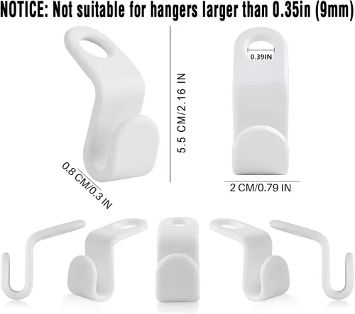 Vista 4 de 100 ganchos de conexión para colgar ropa, ganchos de plástico en cascada, ganchos extensores, ganchos de conexión, ahorro de espacio para armario