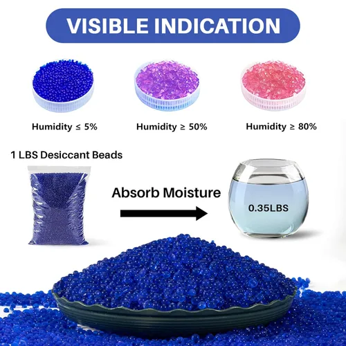 Vista 3 de Sukh Perlas de desecante de gel de sílice azul 430G - Perlas de gel de sílice indicadoras, perlas de silicona para secado, desecante reutilizable