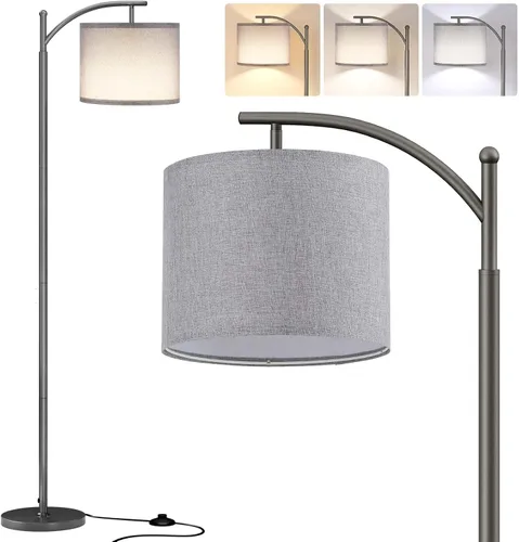 Vista 18 de SUNMORY Lámpara de pie de arco, moderna lámpara de pie con control remoto y bombilla regulable continua, lámparas de pie de metal con pantalla Negro