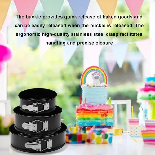 Vista 4 de Springform - Juego de 3 moldes para pasteles (5, 7, 9 pulgadas), molde redondo para tartas de queso, antiadherentes, molde para tartas de queso