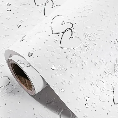 Vista 10 de LeZakaa Rollo de papel de regalo reversible de boda, letras de amor dorado y puntos dorados en beige para bodas, compromisos, despedidas de soltera