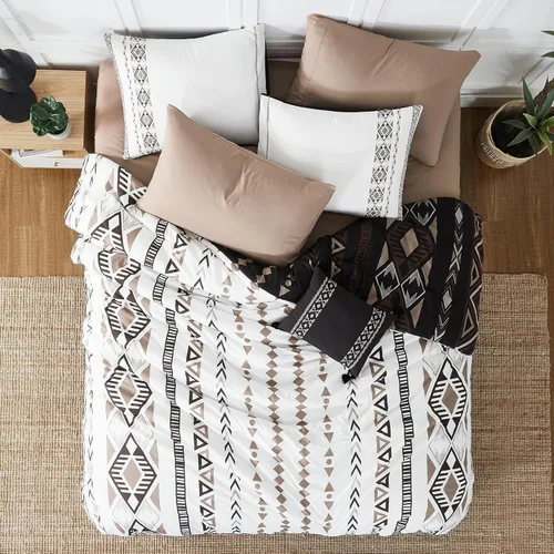 Vista 7 de Geniospin Juego de edredón tamaño matrimonial de 7 piezas - Juego de ropa de cama en una bolsa, cómodos juegos de ropa de cama occidentales