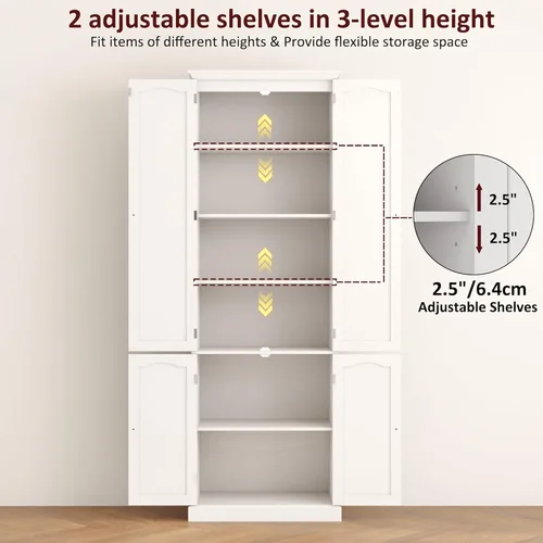 Vista 33 de Function Home Armario de almacenamiento alto para baño, despensa de cocina delgada de 64 pulgadas con almacenamiento de puerta, armarios