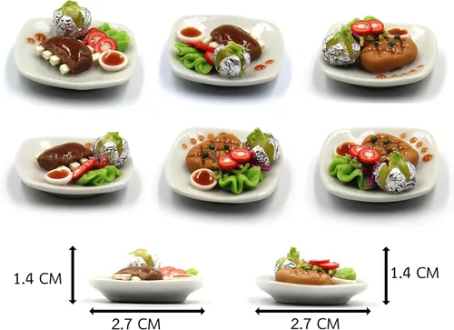 Vista 4 de Set de desayuno surtido de 10 variados – Alimentos en miniatura, comida pequeña para decoración de casa de muñecas, casa de muñecas, diorama
