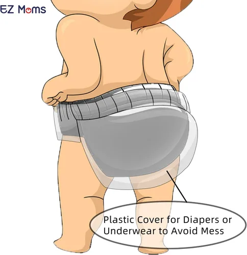 Vista 7 de EZ Moms Paquete de 6 unidades de ropa interior de plástico suave para niños pequeños, funda de pañales reutilizable para bebé, fundas de ropa