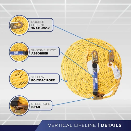 Vista 4 de ATERET V5501 - Cubo para techos I Conjunto vertical de línea de vida de 50 pies, anclaje reutilizable, cubo de 5 galones, kit de arnés de seguridad