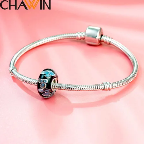 Vista 3 de Dijes de cristal de Murano auténticos abalorios de plata de ley 925 con núcleo de flores rojas corazón de amor cuentas de vidrio blancas y amarillas