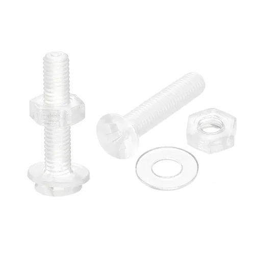 Vista 17 de uxcell Tornillos de máquina Phillips de plástico M3 x 0.472 in con tuercas y arandelas planas, pernos de máquina de cabeza plana de PC