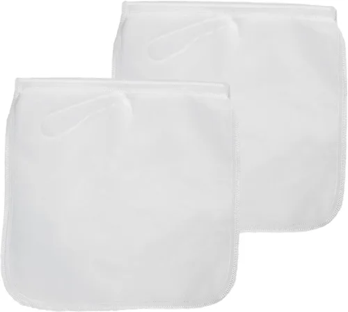 Vista 7 de Paquete de 2 bolsas reutilizables de malla fina de 150 micrones, bolsa de leche de nueces, colador de nailon para colar jugos de frutas, prensa