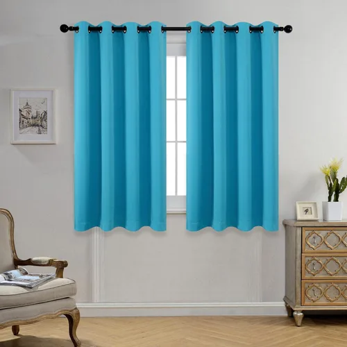Vista 37 de Set de 2 cortinas para ventana, de Miuco, opacas, con ollaos, para recámara, incluye 2 alzapaños