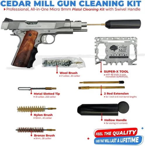 Vista 2 de Cedar Mill Fine Firearms Micro Kit de limpieza de pistola de 0.354 in - Kits de limpieza de pistola - Accesorios y suministros de limpieza de armas