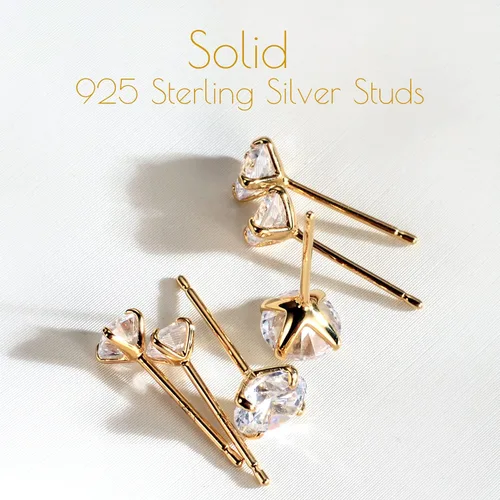 Vista 2 de Aretes de plata de ley 925, aretes de circonita cúbica, aretes de diamante para mujeres y niñas