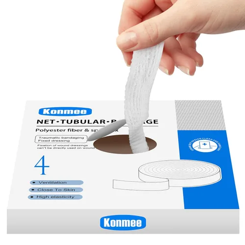 Vendaje tubular elástico de red de Konmee para heridas, retenedor de vendaje elástico, vendaje de gasa elástica tubular, tamaño 4 para palma, muñeca
