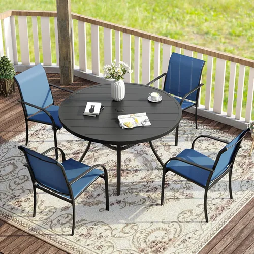 Vista 68 de VICLLAX Juego de comedor de patio de 7 piezas para 6, juego de muebles de exterior incluye mesa rectangular de 59 pulgadas para exteriores y 6