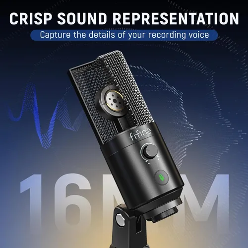 Vista 4 de FIFINE Micrófono de grabación de podcasts, micrófono de condensador USB para transmisión de música vocal, micrófono de escritorio de computadora