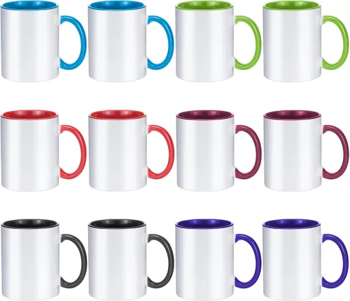 Vista 14 de TANGLONG Tazas de sublimación de 15 onzas, tazas de café a granel, tazas para sublimar, 6 colores surtidos, juego de 12