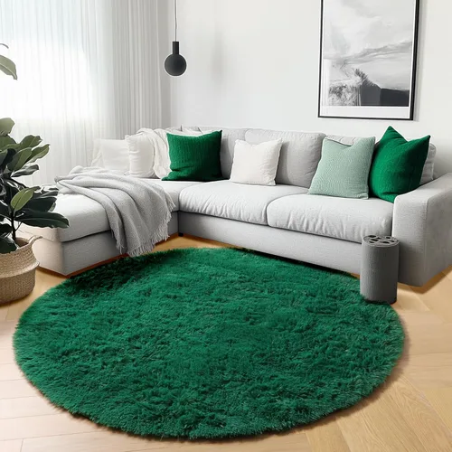 Vista 9 de ONASAR - Alfombra redonda rosa claro de 2 pies, esponjosa, lavable, tapete de gato o perro, suave, afelpada, peluda, tapete circular para dormitorio