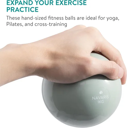 Vista 2 de Navaris Pelotas tonificantes de pilates – Pelotas pequeñas con peso para ejercicio – Juego de bolas de peso de pilates pliométricas