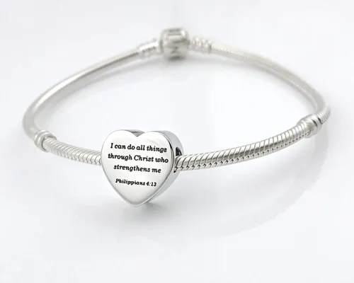 Vista 6 de MUERDOU Pulsera con dije de corazón en forma de versículo bíblico cristiano oración fe joyería religiosa regalos para mujeres