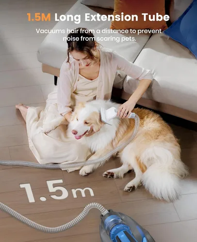Vista 6 de oneisall Cepillo para perros con adaptador universal de 1-1.5 pulgadas, cepillo de aspiradora para perros para desprendimiento con tubo de extensión