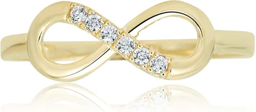 AVORA Anillo de moda infinito de diamantes simulados de oro amarillo de 10 quilates Oro amarillo Zirconia cúbica
